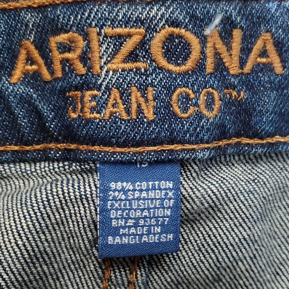 Arizona Women's Dark Torn Hi Rise Midi Jeans SZ 19 - Picture 4 of 8